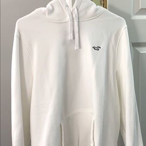 SELLING A WHITE HOLLISTER HOODIE MENS SIZE LARGE